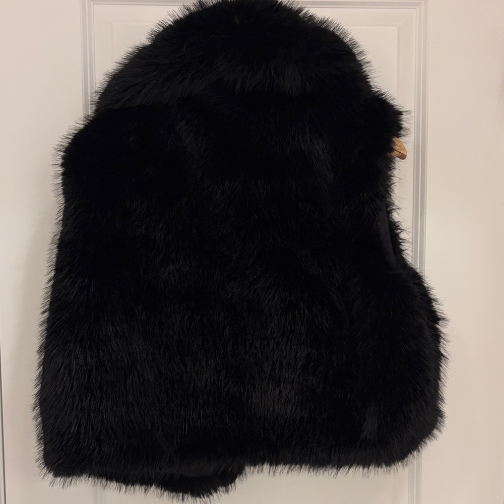 Zara Black Faux Fur Vest Small - Picture 3 of 5